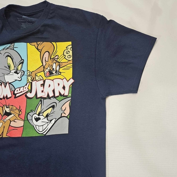 Tom And Jerry Mens T-Shirt Large Blue Graphic 90s Nostalgic‎ Cartoon Casual Tee - Picture 8 of 8
